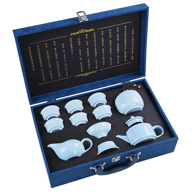 Ge Kiln Kung Fu Tea Set Ice Crack Glaze Ru Kiln Opening Teapot Home Business Opening Ceremony