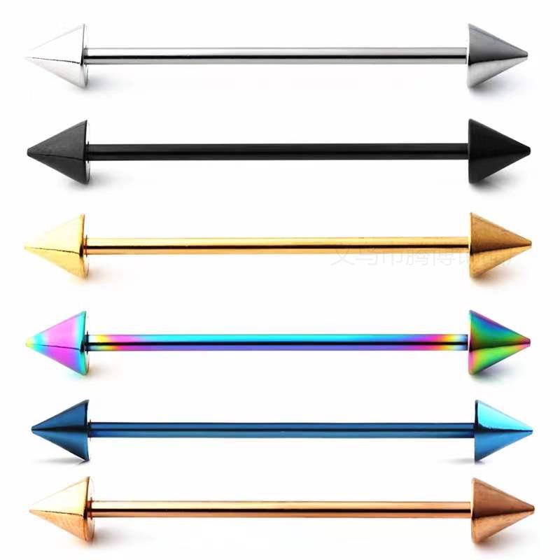 

Stainless Steel Cone Stud Earrings with Long Rod - Simple European & American Style Body Piercing Jewelry серебряный