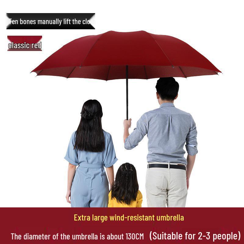 Dual-Use Extra Large Folding Umbrella - 12 Ribs for Sun and Rain Protection