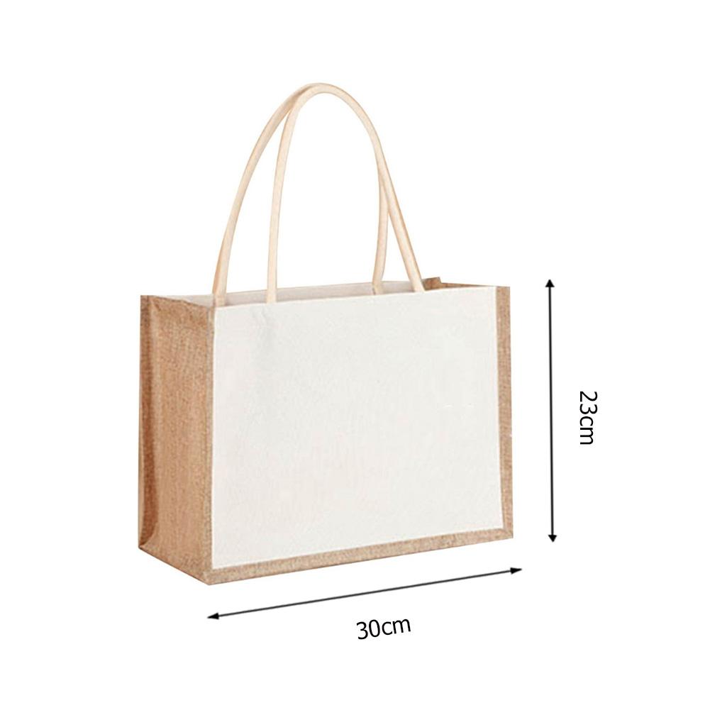 Burlap Jute Tote Shopping Bag Vintage Reusable Grocery Wedding Birthday Gift Bag Handmade Linen Bags Portable Ladies Handbags