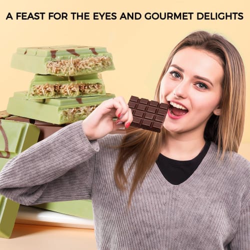 Fimary Chocolate Bar Molds - Non-Stick Silicone Chocolate Molds, Food Grade Dubai Deep Chocolate Bar Molds for Milk Pistachios - Set of 2