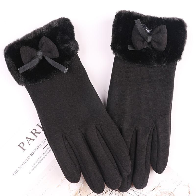 Warm Gloves Women'S German Plush Mouth Windproof And Cold-Proof Plush Outdoor Riding Driving Touch Screen Autumn And Winter Gloves