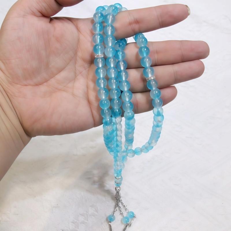 99 Beads Double Tone Simulated Agate Bracelet Lightweight Handmade Jewelry For Formal Event And Daily Wear