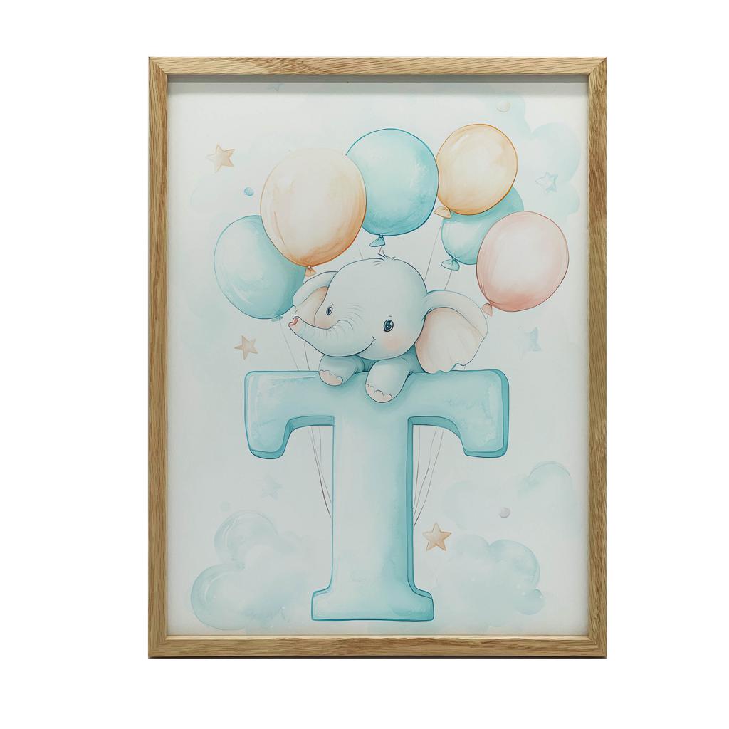Plakat Słonik Na Literce T Plakat Słonik Na Literce T, 70X100 Cm, Bez Ramy, Płótno Premium Na Blejtramie