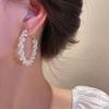 Light luxury fashion silver needle hand-woven pearl earrings women's temperament earrings versatile beaded earrings