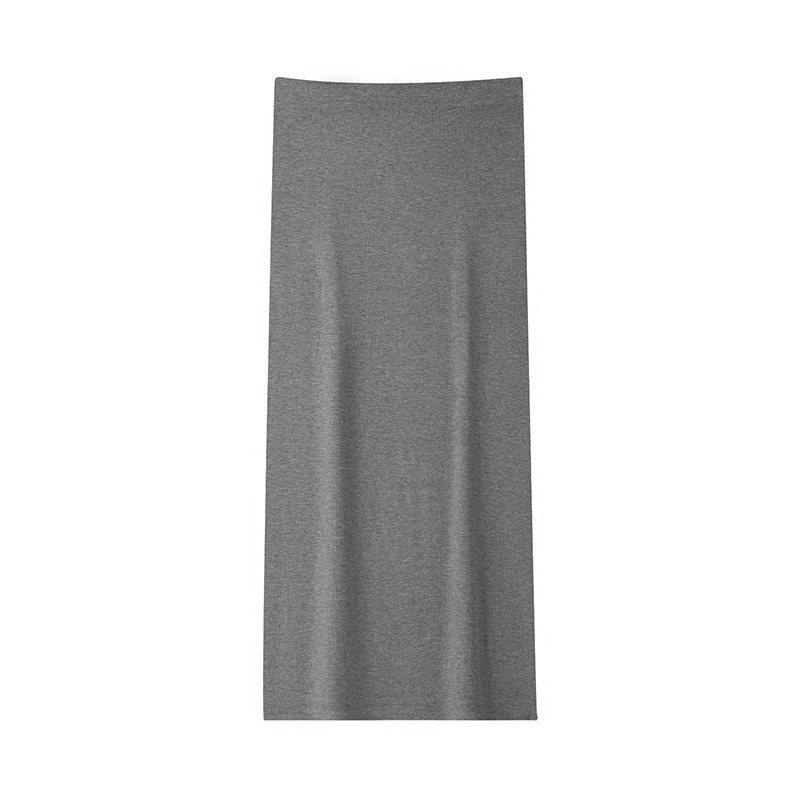

Grey Maternity Midi Skirt: Waistband-Free, Knitted, Spring/Summer Thin Style, Petite Fit, Straight-Cut, Hip-Hugging Design. XL (suitable for 125-140 lbs) серый