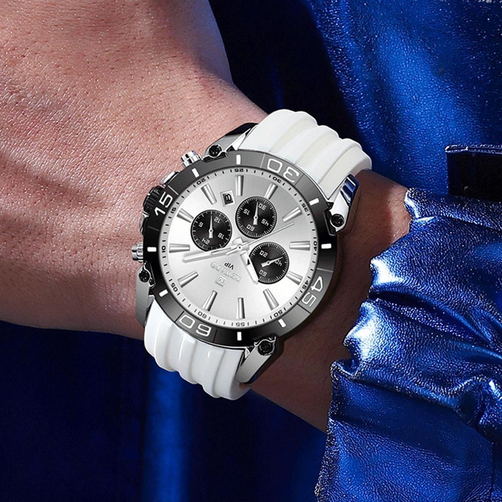 Men Silicone Quartz Mens Watch Multi Functional Waterproof Luminous Calendar Chronograph Watches