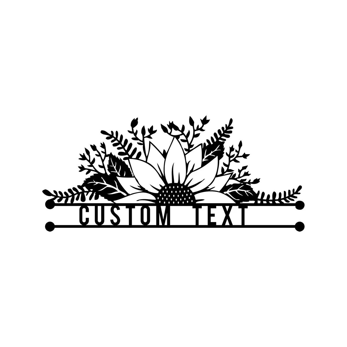 

Metal Wall Art Sunflower Decor, Custom House Number Sign, Garden Gift for Home чёрный
