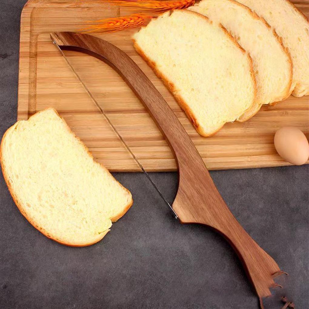 Wooden Bread Knife Slicer Premium Stainless Steel Serrated Saw Bread Cutter for Homemade Bread Bagels Baguettes Serrated Knife