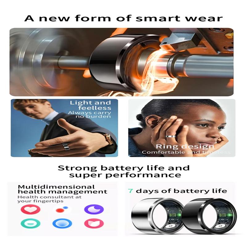 New Smart Ring Sleep Monitoring Multi-function Blood Oxygen Measurement Blood Pressure Multi-sports Mode Low Power Consumption