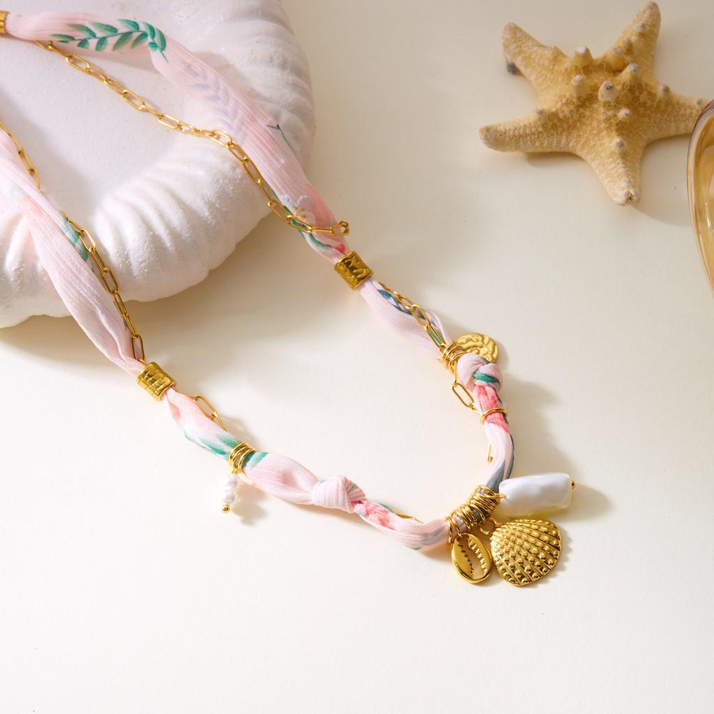 Beach Theme Necklace With Butterfly Bow Flower Starfish Umbrella For Women Summer Accessories