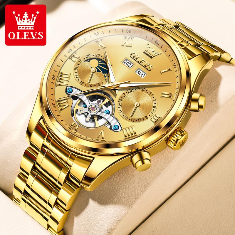 OLEVS Nuovo orologio meccanico multifunzionale Orologio da uomo impermeabile con tendenza aziendale automatica