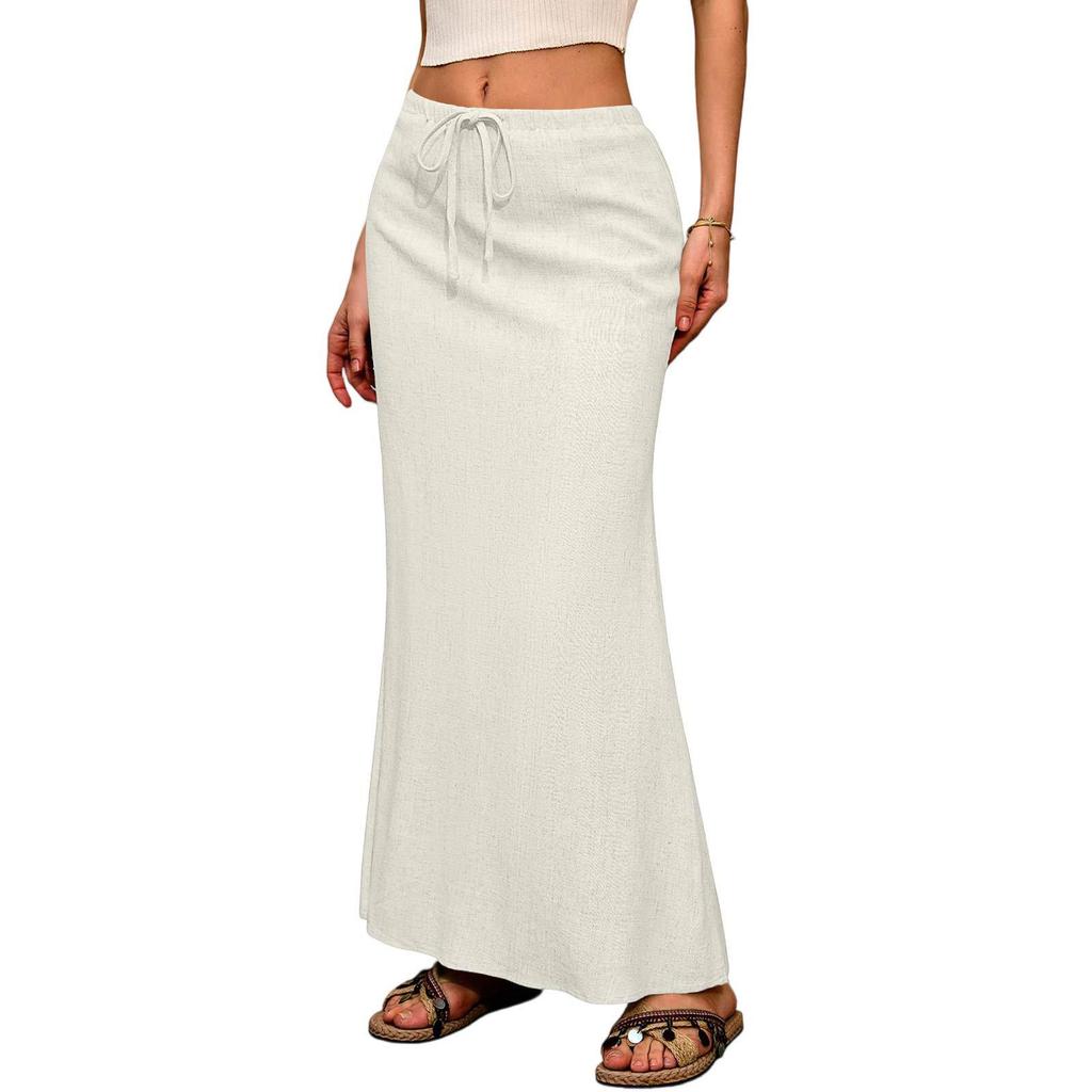 European and American Women's Solid Color Drawstring Waist Multi-color Half Skirt