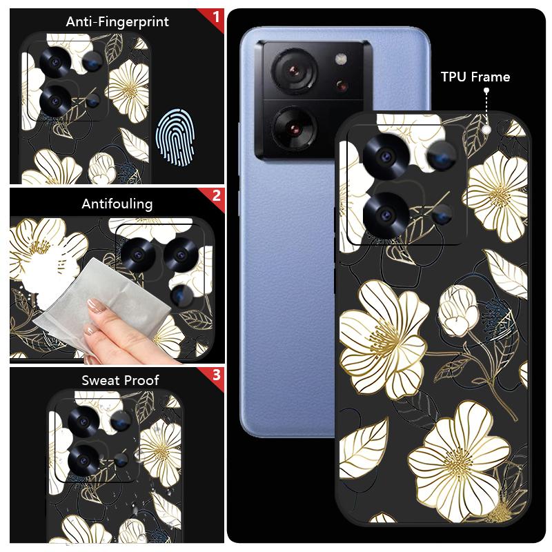 Lanyard Soft TPU Case For Xiaomi Redmi Note 13 14 Pro Plus 12 14 Pro 5G Note 13 11 13C 4G White Flower Silicone Phone Cover