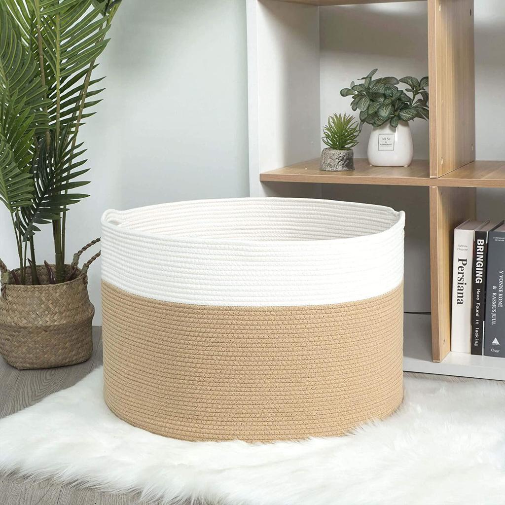 Cotton Rope Woven Basket - Foldable Wardrobe & Shelf Storage for Sundries