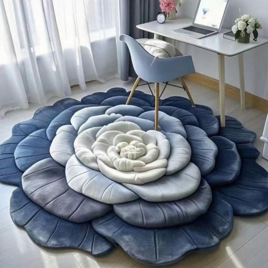 3D Flower Floor Mat Absorbent Floral Bathroom Rug Quick-Dry Floor Rug with Anti-Slip Backing for Kitchen Bedroom Entryway Vanity Area