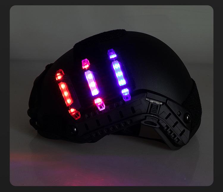 Rechargeable LED Tactical Helmet Light, Colorful Detachable Strobe In Red and Blue.