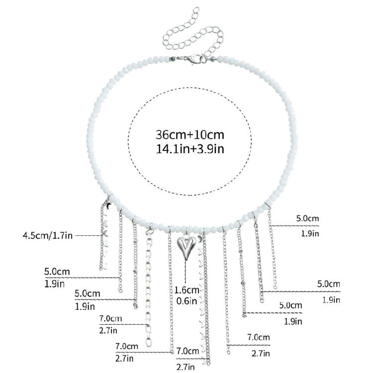 Charm Elegant Necklace with Tassels Moon and Love Heart Versatile Fashion Jewelry Accessory for Trendy Women Ladies