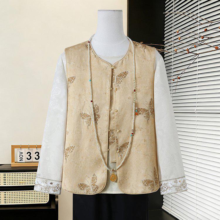 New Chinese Style Jacquard Embroidery Vest for Women - Chic High-End 2026 Spring Tang Suit Top 5XL