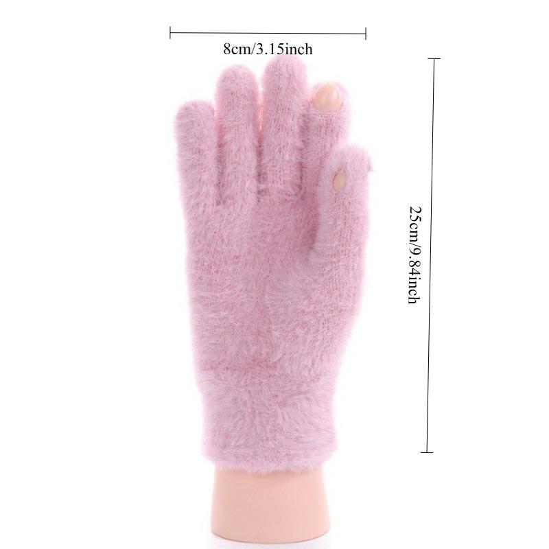 Winter Thermal Gloves Women's Cycling Cold-proof Fashion Long Versatile Knitted Plush Gloves Women Ski Gloves Gloves Cold Winter