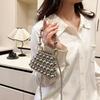 Pearl Mini Handbag For Daily Use Stylish Woven Hollowout Compact Design