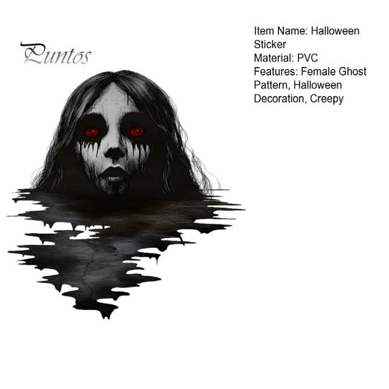 Haunted House Floor Decal 1 Set Halloween Female Ghost Sticker Waterproof PVC Self-adhesive Creepy Home Bedroom Lifelike Living Room Wall Decoration