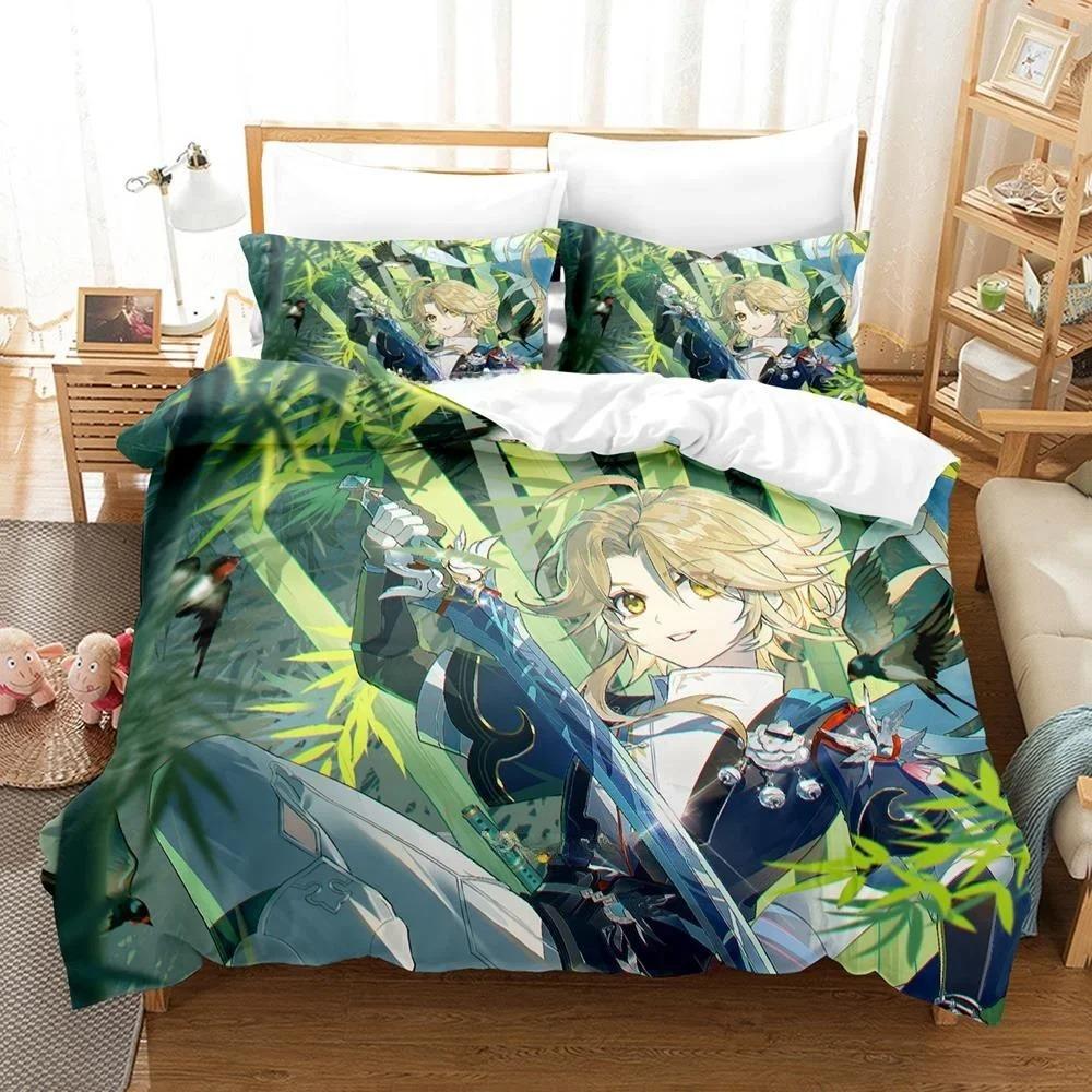 Modny 3D Nadruk Honkai Star Rail Pościel Cartoon Anime Zestaw Trzyczęściowy Sypialnia Dorosłego Dziecka Poszewka na Kołdrę Zestawy Tekstylia Domowe
