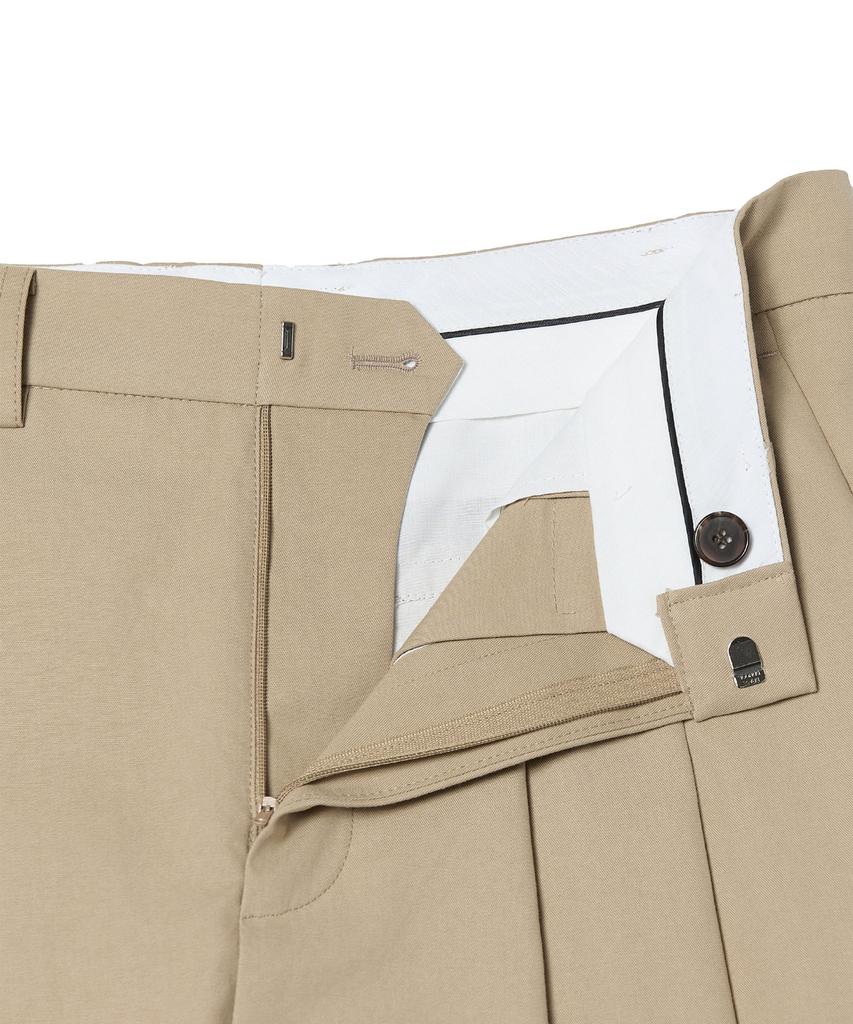 TEN PAST SEVEN Pleated Cotton Pants - Beige