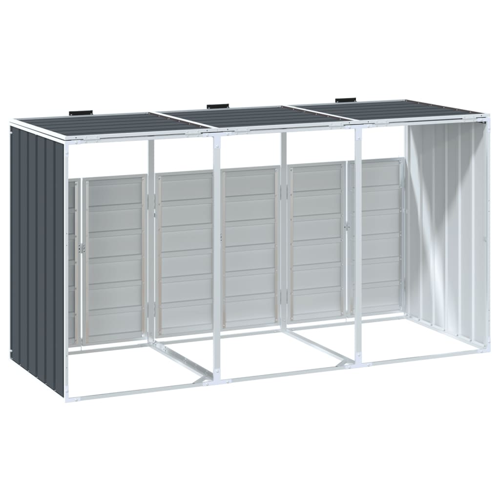 Vidaxl Triple Trash Can Enclosure, Anthracite, 216X81X115 Cm