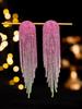 European & American Gradient Diamond Tassel Earrings for Women – High-End Design