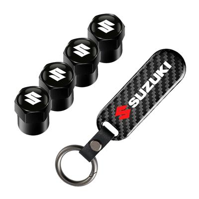 AAGN1 4Pcs Car Metal Emblem Tire Valve Stem Cap Cover Car Keychain For Swift Vitara Baleno Jimny Samurai SX4 Ignis Splash DZire