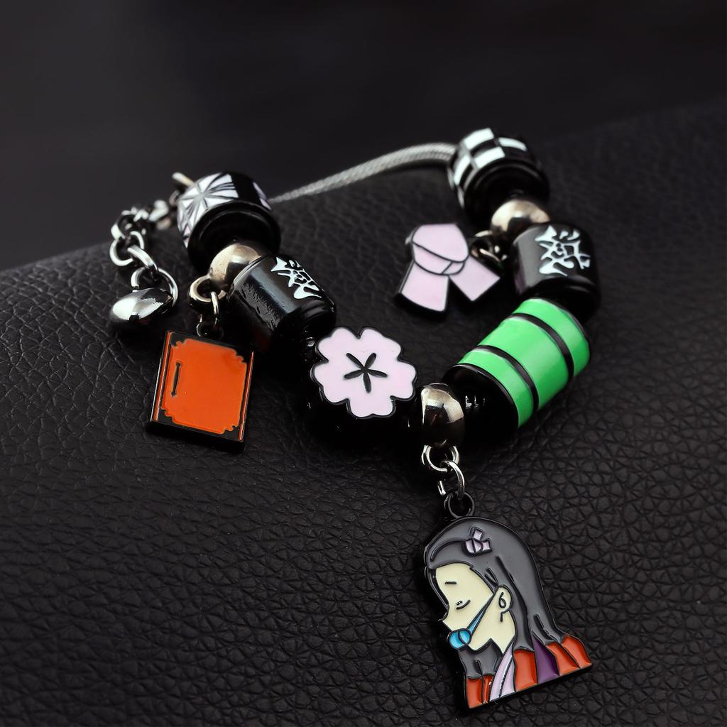 Demon Slayer Kimetsu no Yaiba Kamado Nezuko DIY Charm Bracelet Anime Cosplay Jewelry Unisex