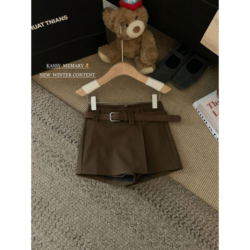 Kumikumi Old Qian Style American Retro Pure Color All-Matching Casual Pants Women's Clothing Autumn High Waist Show Elegant Thin Pantskirt