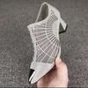 Modne letnie obcasy dla kobiet Hollow Mesh Fashion Sexy Pointed Toe damskie pojedyncze buty 2024 damskie kliny czarne sandały Zapatos De Mujer