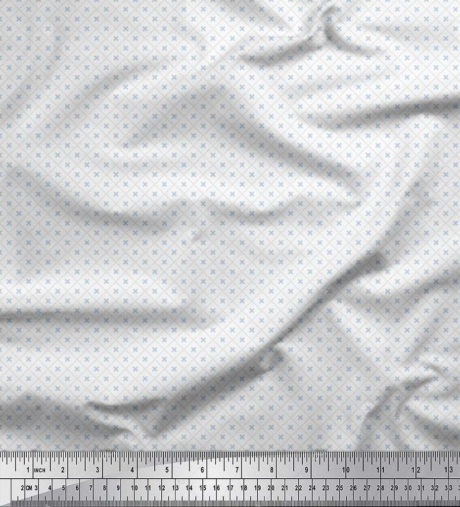 Soimoi Japan Crepe Satin Fabric Check Shirting Print Fabric by Metre 42 Inch