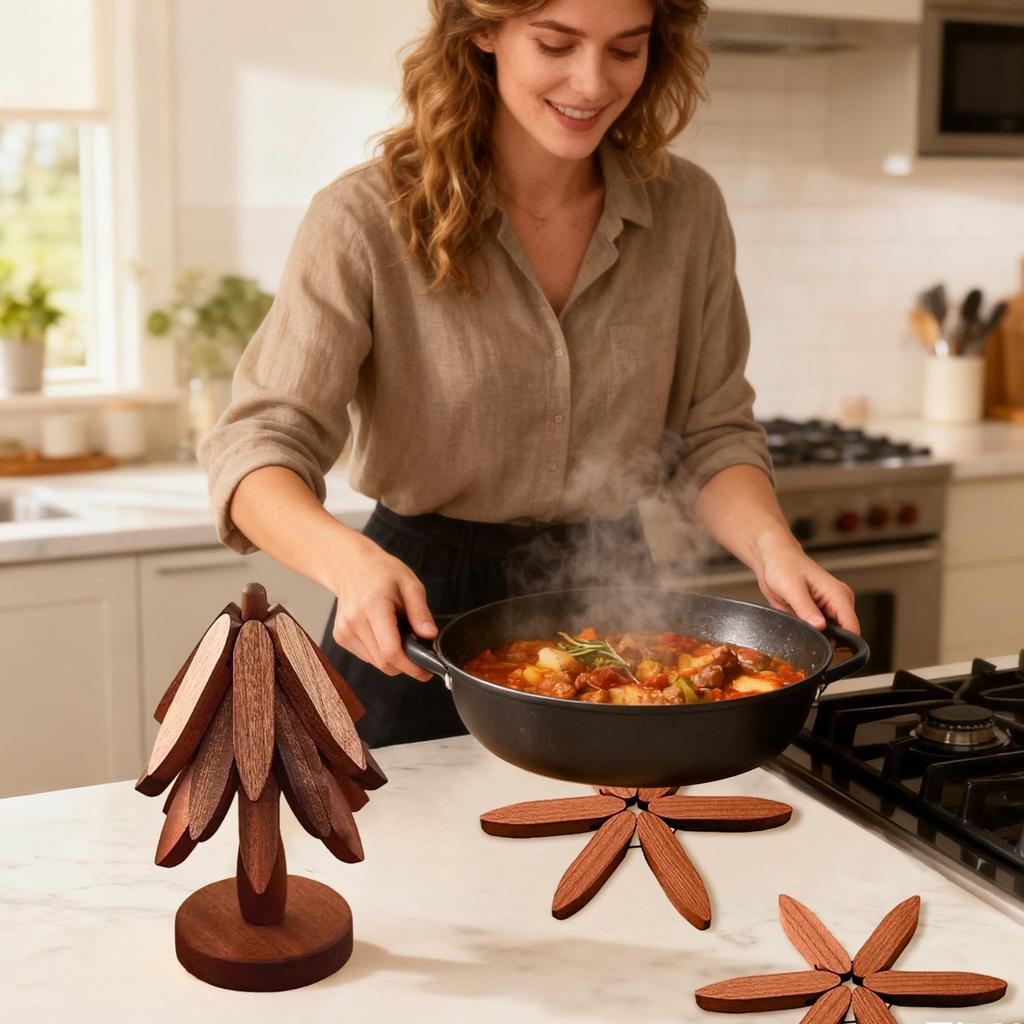 Wooden Tree Trivet Set Heat Resistant Coasters Christmas Decor Christmas Tree Trivets For Hot Dishes For Kitchen Counter Dishes