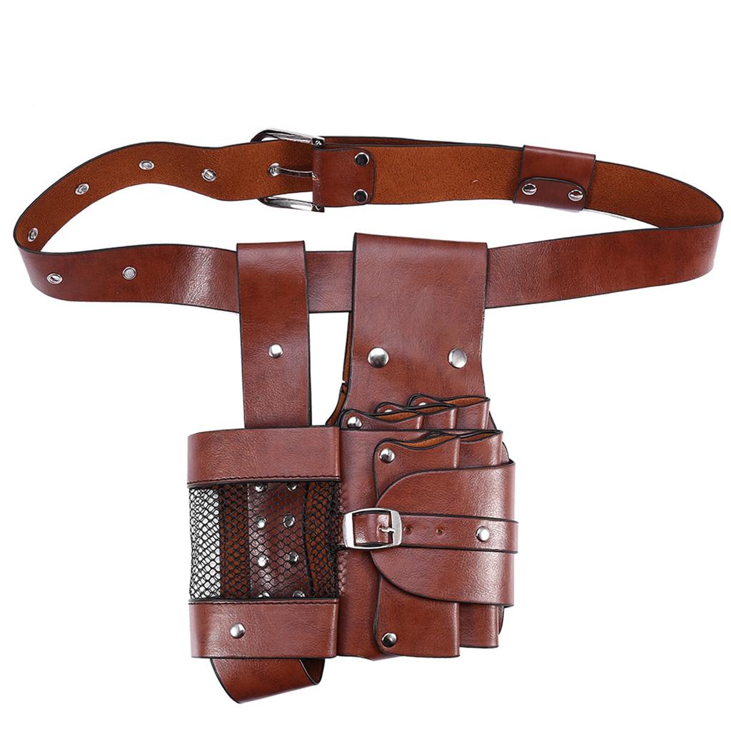 Hair Care Waist Pack Hair Scissors Comb Bag Hairpin Bottle Bag Salon Hairdressing Tool Brown