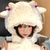 2025 sweet and cute little cashmere hat and scarf integrated women's winter velvet thickened warm and cold ear protection