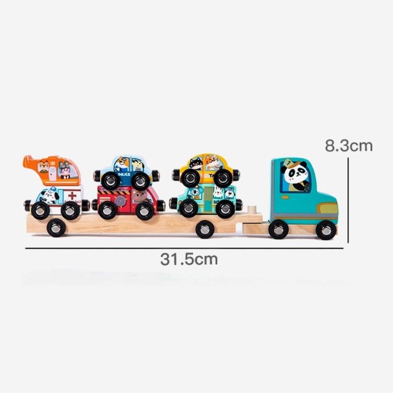 Montessori Magnetic Wooden Train Toys Early Educational Cognition Animal Toy Sorting Learning Teaching Car Cartoon Set For Kids