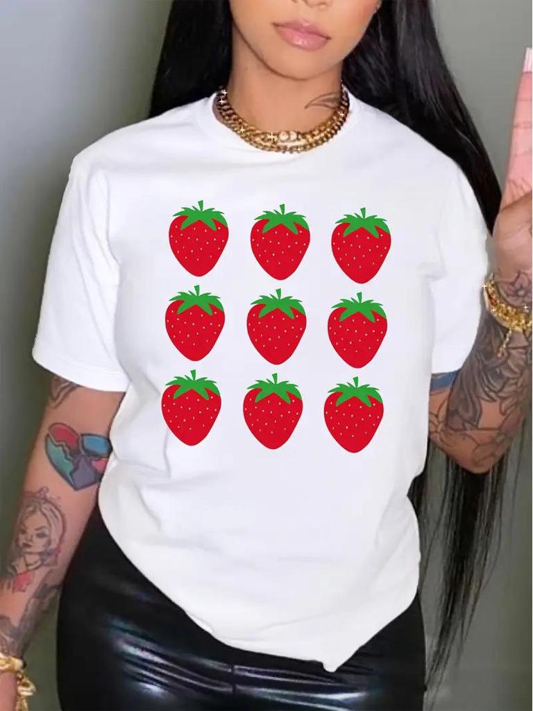 Women's Short Sleeve Cherry Print Top with Free Shipping