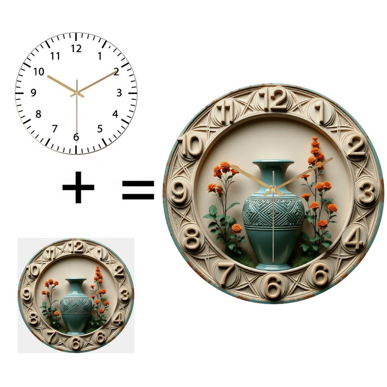30x30cm Round Glass Wall Clock that is Photographed in High Resolution (White,12 in(30.48cm)) белый