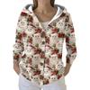 Women's Fashion Casual Sweater Button-Up Print Cardigan  Hooded Jacket