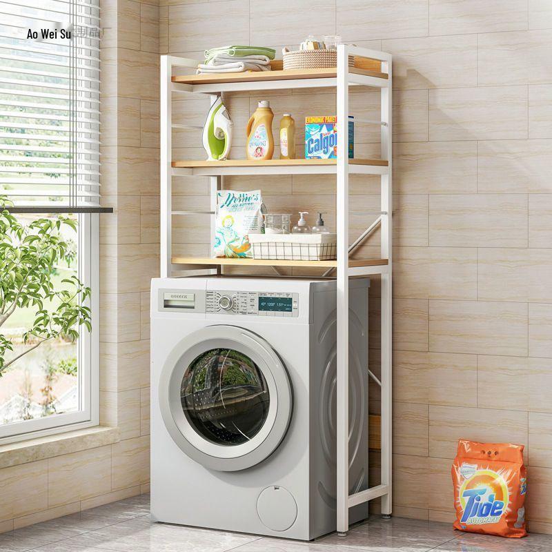 Multi-Layer Floor-Standing Adjustable Storage Rack with Trash Can Holder for Kitchen Use