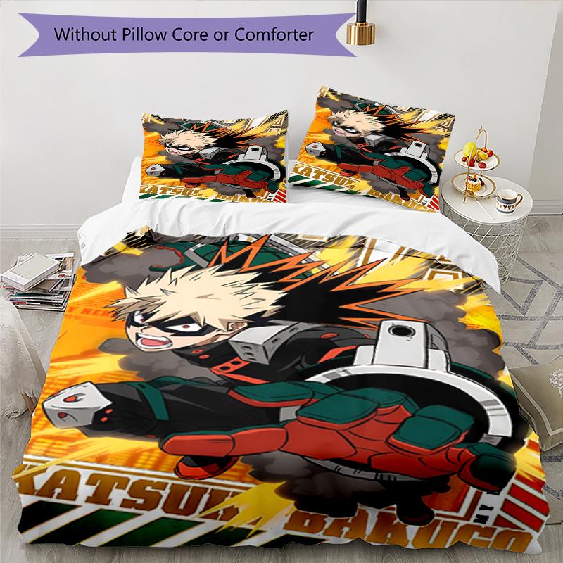 3pcs My Hero Academia Bedding Set Duvet Cover Closure Includes 1 Duvet Cover & 2 Pillowcases, Soft and Comfortable for All Seasons.