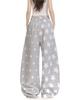 Women's Retro Star Print Curved Blade Sweatpants - Loose Wide-Leg Design for Autumn/Winter Street Dance