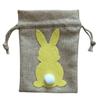 Easter Bunny with Tail Drawstring Gift Bag Line Cloth Storage Pouches Supplies for Children Day Food Cookie Package