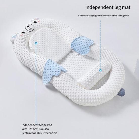 Portable Baby Lounger Adjustable Support Pad Foldable Base Baby Crib Lightweight Comfortable Bottle Feeding Crib for Newborns