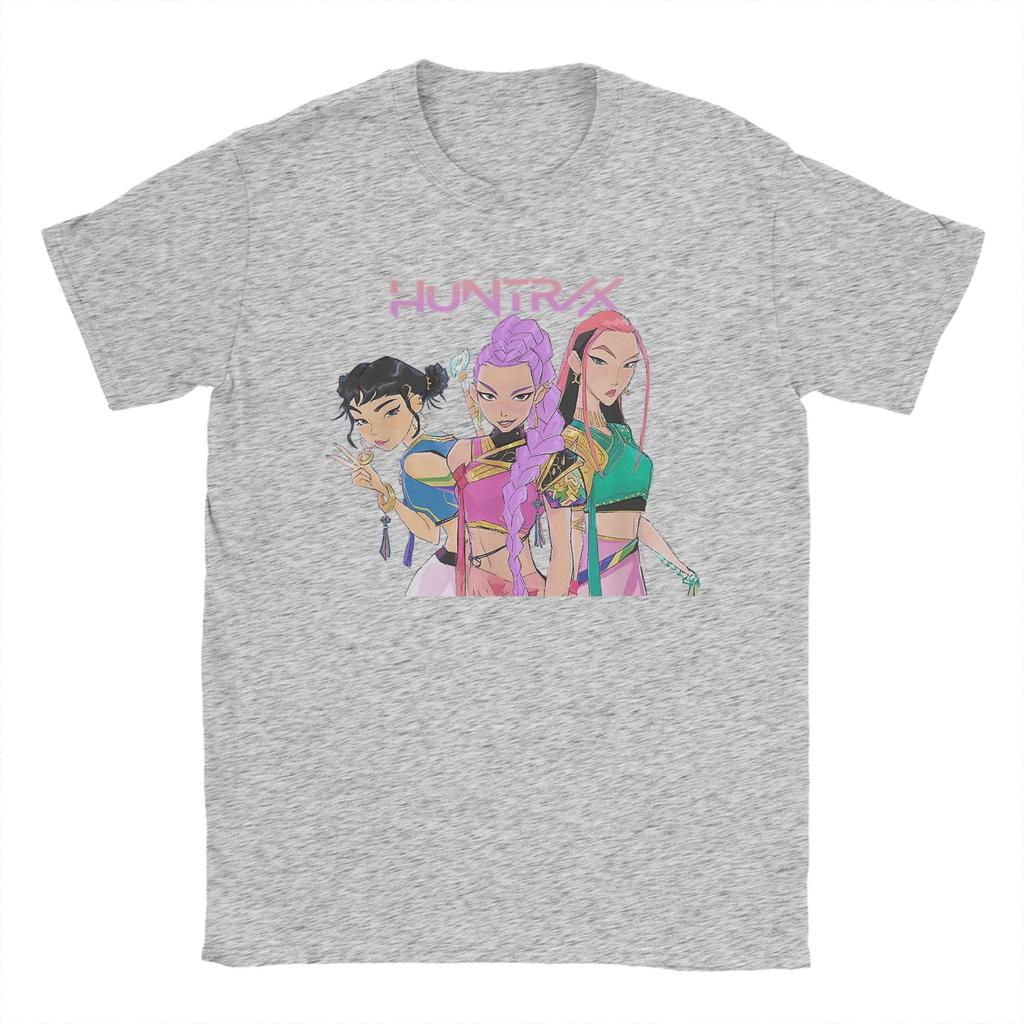 Men's T-Shirt Rumi Mira Zoey HUNTRIX Kpop Demon Hunters Cool Pure Cotton Tees Short Sleeve T Shirt O Neck Clothes Plus Size