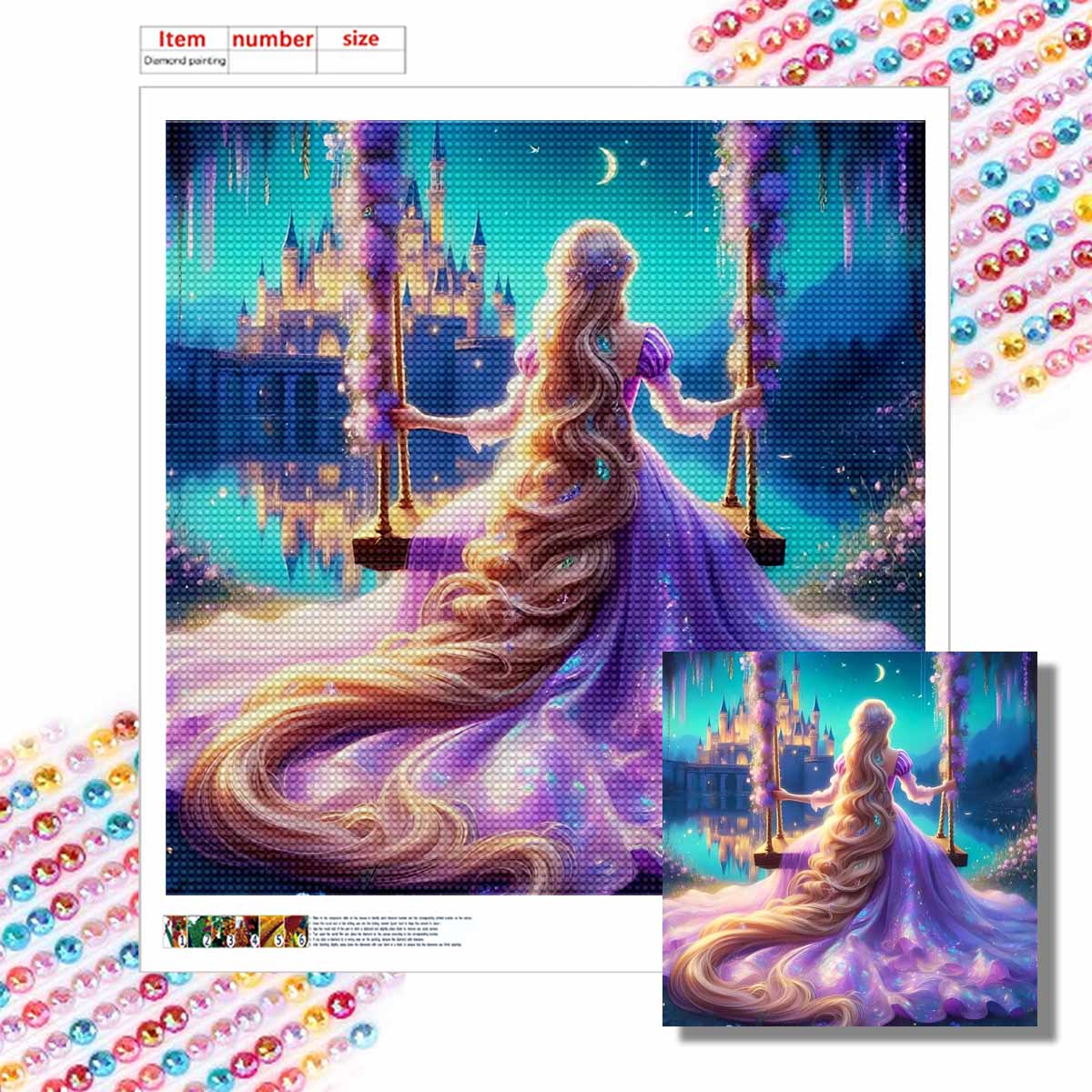 

5D DIY Алмазная Живопись Декоративная Красивая Принцесса на Качелях Полная Круглая Выкладка Пейзаж Алмазная Вышивка Наборы для Вышивания Крестом Домашний Декор Подарок Round 20x20cm