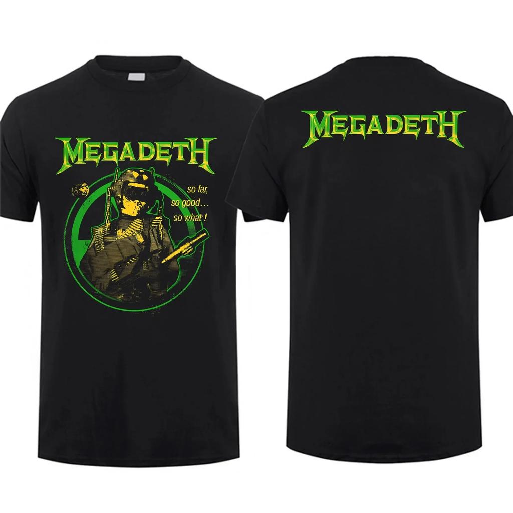 Streetwear T Shirt MEGADETH Rock Print Cotton Tee Short Sleeve Men's T Shirt Hip Hop Vintage Rock Fans Clothing Tops